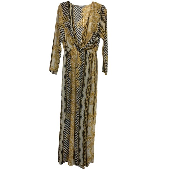 Gold & Black Sheer Maxi Dress Fashion Nova XL Sexy Chain Beach Summer Party Cute - Picture 4 of 6